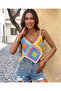 Megahan Boutique Colorful Hand-Knitted Patterned Crochet Heat Trend White Bustier