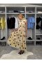 Women's Beige Polka Dot Piece Ruffle Maxi Dress - 2
