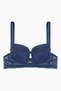 Lace Low-Cut Bra with Cross Rubber Detail - Padded - Fashion - 2511 - Blue - 3