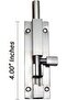 SS Finish Aluminium Square Tower Bolt/Door Latch (4"/100 mm) - Pack of 10 Pieces - 2