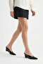 Women's Black Patent Leather Wedge Heel Closed Toe Shoes Slipper - 3