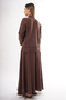 Front Zippered Aller Detail Linen Fabric Skirt Suit 905 Brown - 4