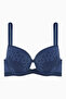 Crossed Elastic Detailed Lace Pack Low-Cut Bra - Double Push up - Fashion - 2510 - Blue