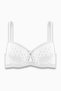 Lace Low-Cut Bra with Cross Rubber Detail - Double Push up - Fashion - 2510 - Ecru