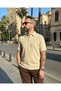 Men's Natural Linen Polo Collar T-Shirt - 5
