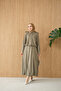 Women's Shirt Collar Silver Button Detail Suit Green - 2