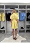 Women's Yellow Pleated Buttons Shirt Dress - 4