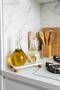 Set of 2 Glass Oil Bottles and Vinegar Bottles with Marble Stand and Wooden Legs 900 ml - 3