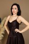 Organza chiffon fabric rope detailed evening dress - brown - 3