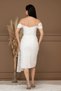 dantelă Rochie lungă cu decolteu bărcuță - ALBĂ - 8
