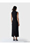 Black Mock Neck Belt Pcs Slit Dress - 4