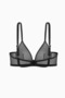 Tulle Detailed Bra - No Padding, Capless - Fashion - 2565 - Black - 2