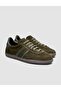 100% Genuine Leather Dark Khaki Suede Lace-Up Women's Shoes Sneakers - 2