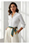 Women's Neck Scarf - Black Cream Geometric Patterned Thin Shawl - Jacket and Shirt Accessory - 2