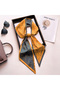 Women's Neck Scarf - Black Cream Geometric Patterned Thin Shawl - Jacket and Shirt Accessory