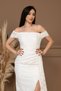 dantelă Rochie lungă cu decolteu bărcuță - ALBĂ - 5