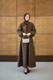 Women's Scarf Collar Cupra Skirt Suit Brown - 5