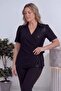 Black Sequined Double Set Plus Size Blouse and Pants - 2