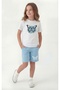 Summer Print Detailed Capri 2-Piece Girls' Top and Bottom Set - 3