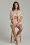 Kiraz Patterned Powder Pink Triple Cropped /Shirt/Shorts Pajama Set - 2