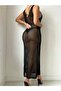 Lace-Like Knit Pattern V-Neck Midi Length Beach Dress - 2