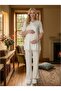 New Season Ecru Summer Button Detailed Stylish Lace Piece Short Sleeve 100% Cotton Maternity Pajama Set - 6