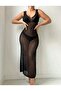 Lace-Like Knit Pattern V-Neck Midi Length Beach Dress - 3