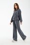 Women's Modal Fabric Zippered Waist Cinching Detail B Wide-Leg Track Suit Set - 8