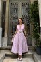 Women's Pink Belt Button Midi Dress Mlb149 - 3