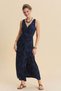 V Neck Slit Detail Long Dress - 5