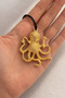 Sea-Themed Gold Octopus Necklace with Adjustable Drawstring Design - 2