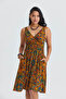 Bohemian Style Double-breasted V-neck Dress - 3