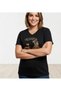 Women's Black V-Neck Large Size Cotton Bicycle Printed Special Collection T-Shirt - 4