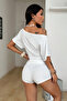 Women's Ruched Detailed Boat Neck Basic T-Shirt Casual Blouse - 4