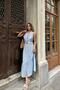 Women's Blue Belt Button Midi Dress Mlb149 - 5