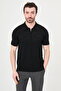 Delik Patterned Slim Fit Polo Collar Zippered Men's Knitwear T-Shirt Black - 11584.26Y