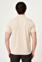 Plain Slim Fit Polo Collar Men's Knitwear T-Shirt Beige - 11581.26Y - 4