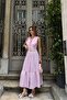 Women's Pink Belt Button Midi Dress Mlb149 - 2