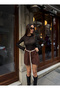 Women's High Waist Knitted Belt Pack Pocketed Shorts Brown - 6