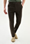 Straight Slim Fit Belt Buckled 100% Linen Men's Trousers Brown - 38352.26Y