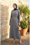 Bürümcük Fabric Belted Dress 2239-01 Gray - 2