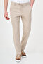 Striped Slim Fit Men's Trousers with Drawstring and Elastic Waist Beige - 38366.26Y