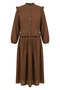 Ruffle Detail Double Suit with Front Buttons 0248-03 Brown - 6