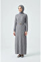 Bürümcük Fabric Belted Dress 2239-01 Gray - 3