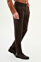 Straight Slim Fit Pleated Men's Trousers with Side Buttons Brown - 38350.26Y - 3