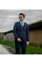 New Season Slim Fit Self-Striped Vested Vest Set Suit