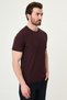 Striped Slim Fit Crew Neck Men's T-Shirt Claret Red - 36878.26Y - 3