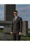 New Season K Double-Breasted Cut-Out Double Slit Self-Stripe Men's Suit - 2