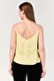 Women Illusion Neck Solid Tank Top, Pale Yellow - 2