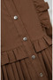 Ruffle Detail Double Suit with Front Buttons 0248-03 Brown - 5